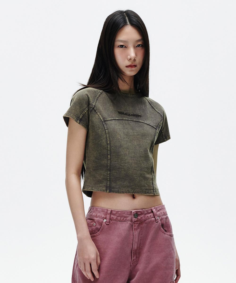 [Shipping Begin 6/18]WASHED CURVED TEE[CHARCOAL]