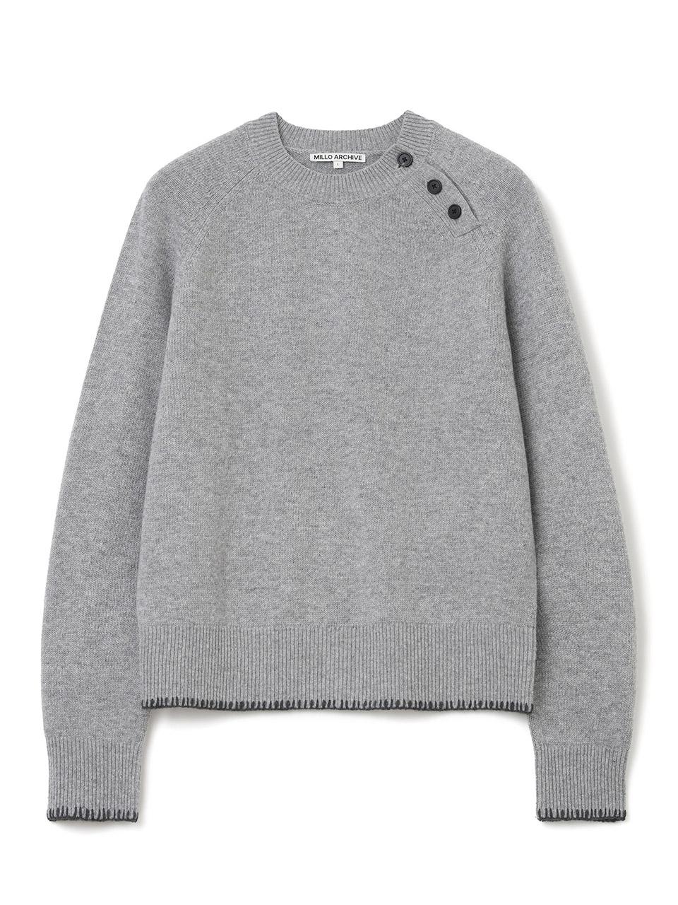 Slanted Henley Neck Knit [Melange Gray]