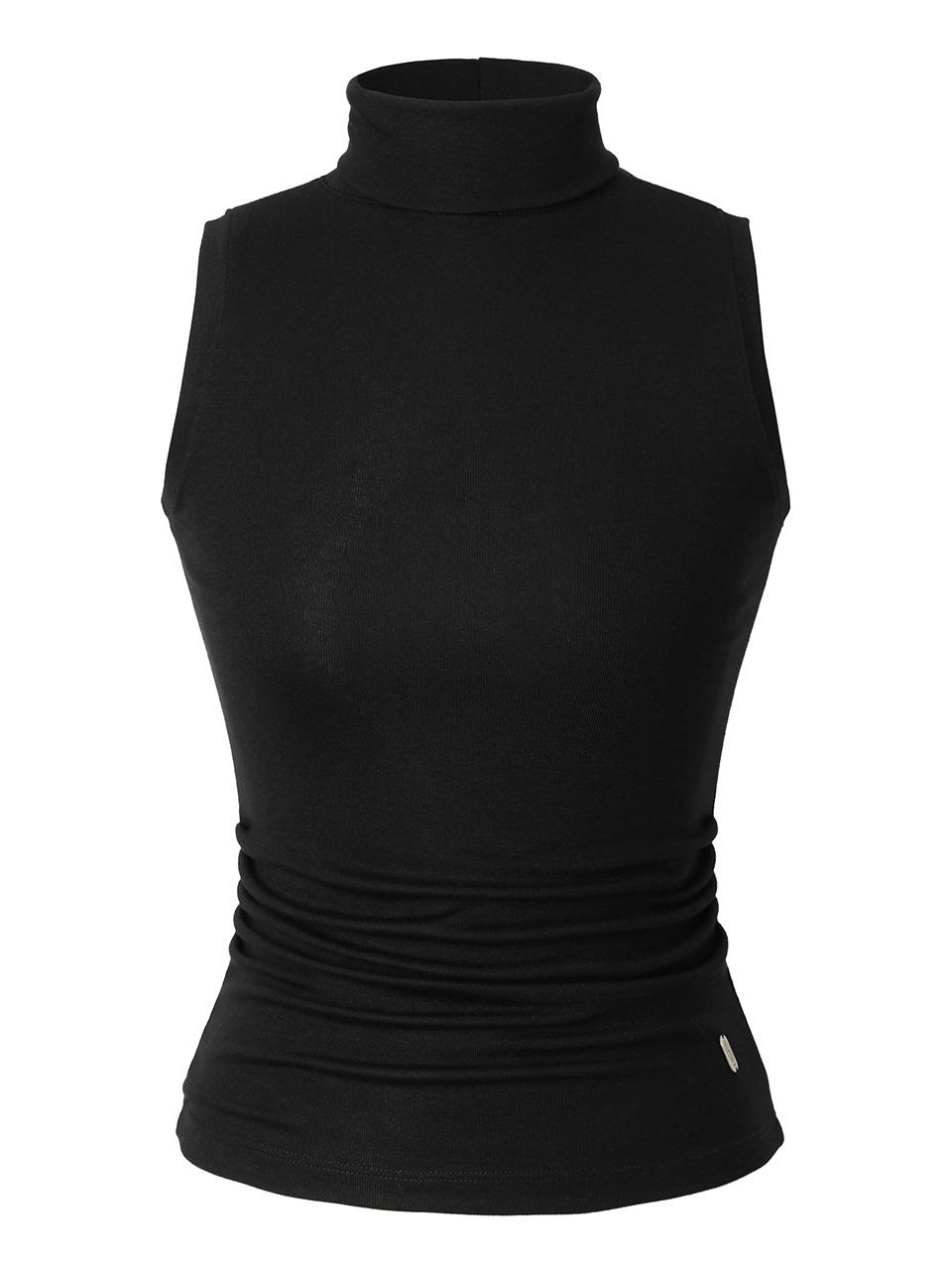 이네기 [INEGI] Drape Turtleneck Sleeveless (black)