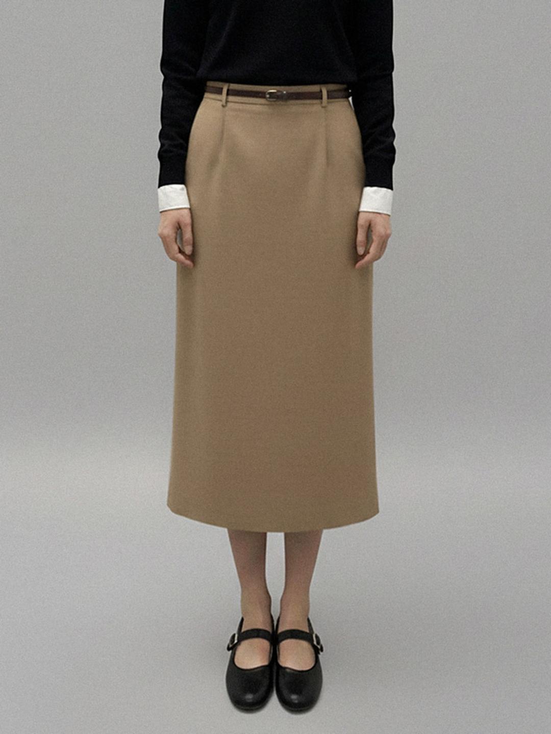 듀엘 코튼 라인 스커트