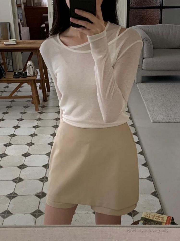 (24SS아곤바로배송) 언더스탠딩 이중 레이어드티 (5COL)