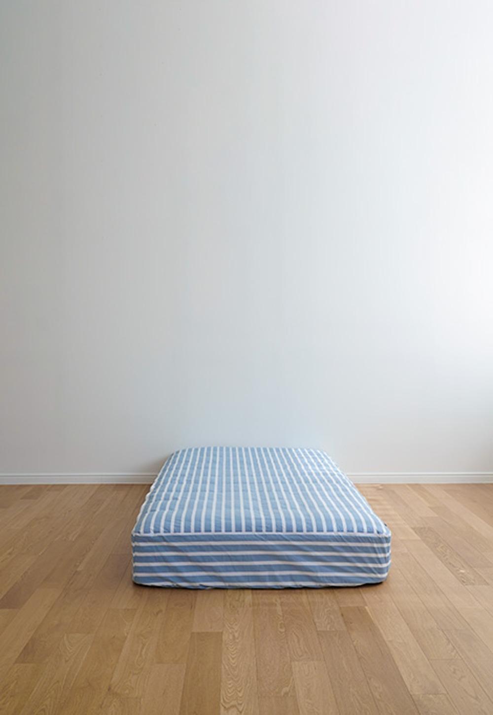 cotton stripe mattress cover - soft blue