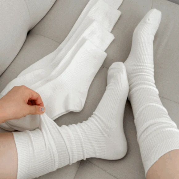 [4기장/퀄리티굿] 짱짱한 골지 안흘러내리는 쫀쫀 길이별 롱 니삭스 양말 3color