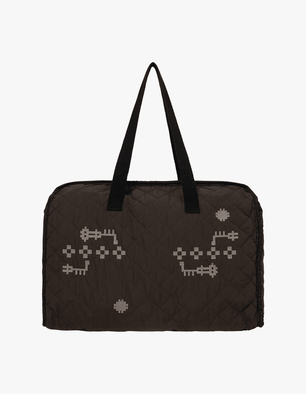 Quilted Tote Bag  - Brown
