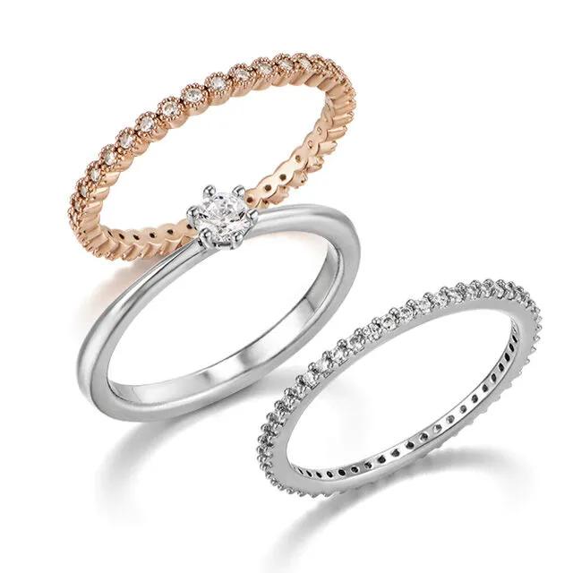 럭셔리 콤비 레이어드 링 3종 세트 ELBRWR109