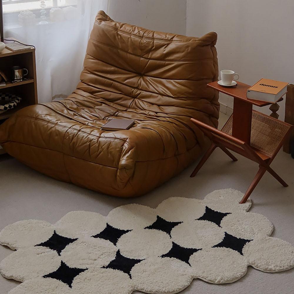 그레이스홈 심플 모던 빅 도트 패턴 양털 러그 욕실 발매트 카펫 3size