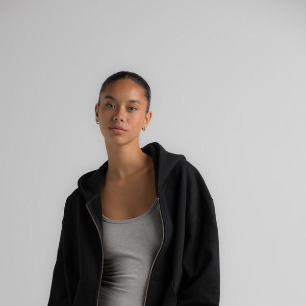 Boyfriend Hoodie Zip-Up(Black)