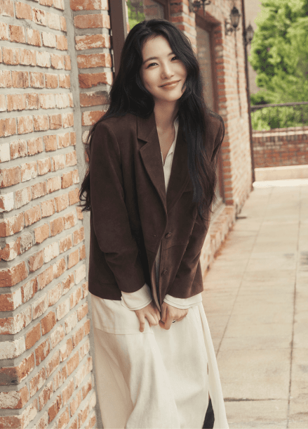페이크 스웨이드 테일러드 자켓
