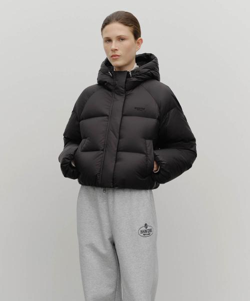 W REGULAR LOGO HOODED CROP DOWN JACKET black