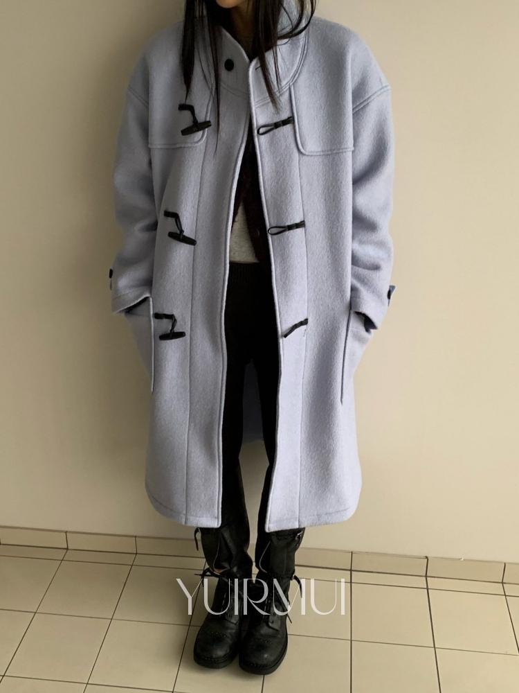 유이르무이 페블러스 울100 더플 하이넥 롱 코트 3color