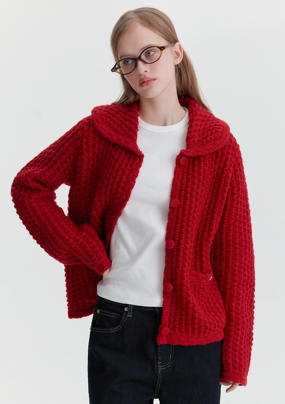 허니콤 라운드 카라 가디건(MAGAKC13MRD)