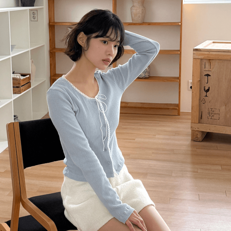 뮤즈 레이스 가디건 (ivory,sky blue)