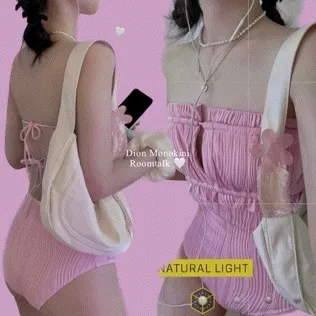 [모노키니/러블리] 디온 핑크 수영복 비치웨어