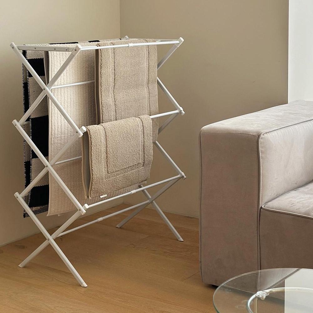 스틸 화이트 접이식 빨래건조대