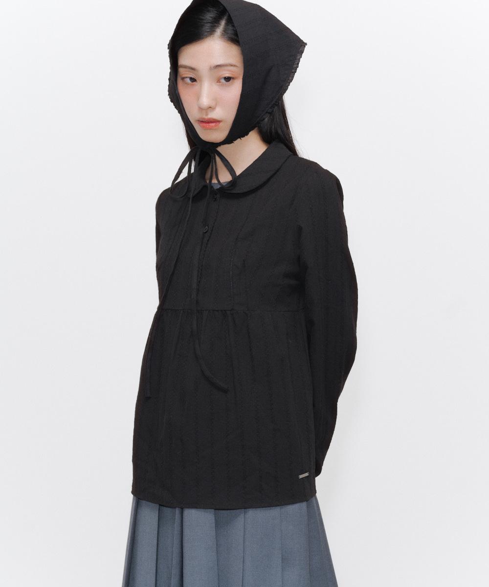 Round collar shirt BLACK