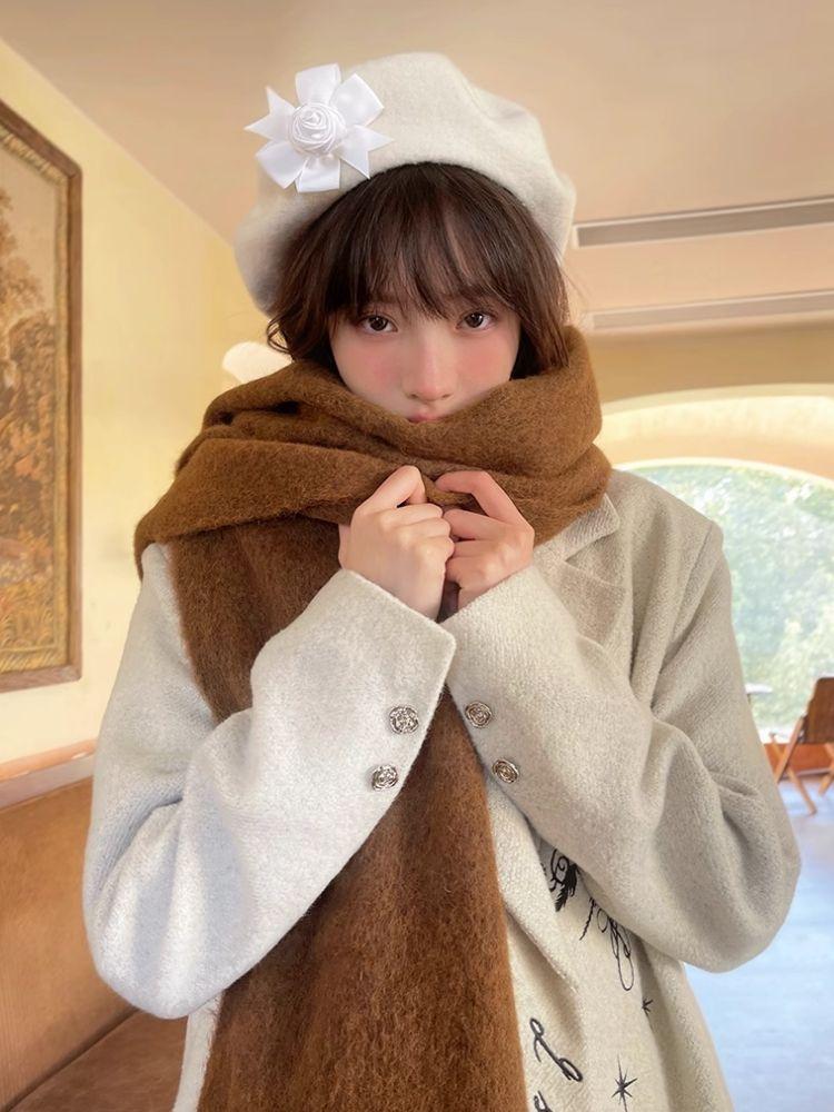 Warm Wide Long Tassel Scarf【s0000004907】