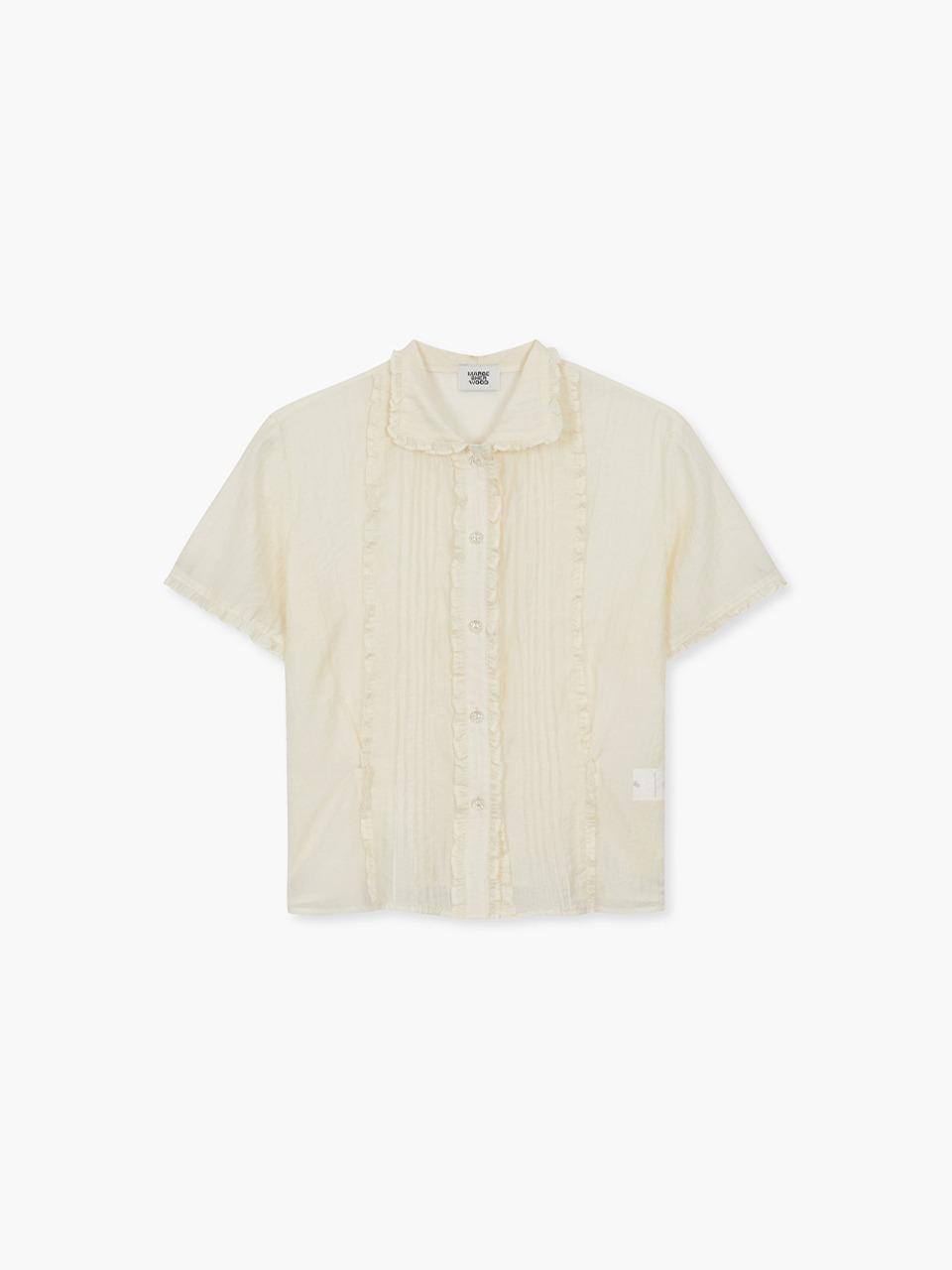 JACQUARD FRILL BLOUSE_cream