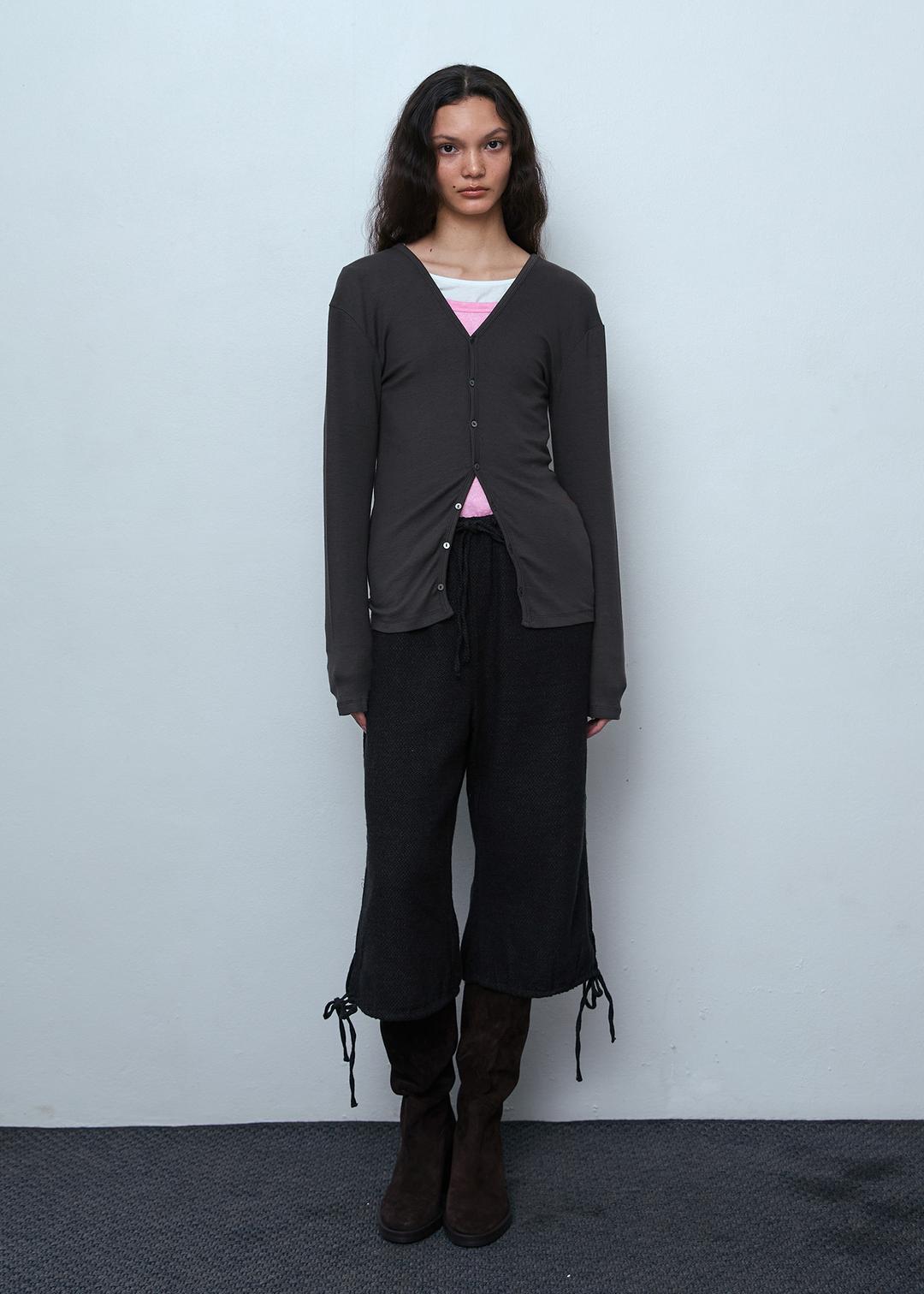 Two-Way String Capri Pants_Black