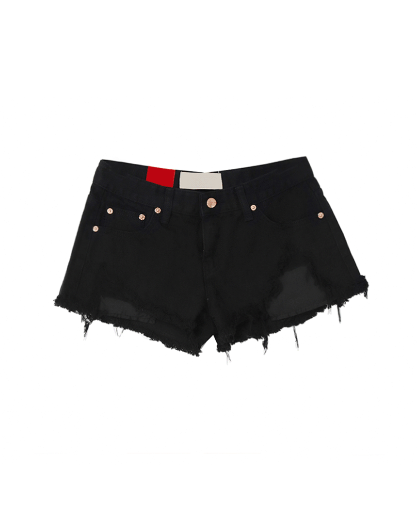 HOT LOW RISE  DAMAGE CUTTING COTTON SHORTS 핫 로우라이즈 구제 데미지 커팅 코튼 숏팬츠