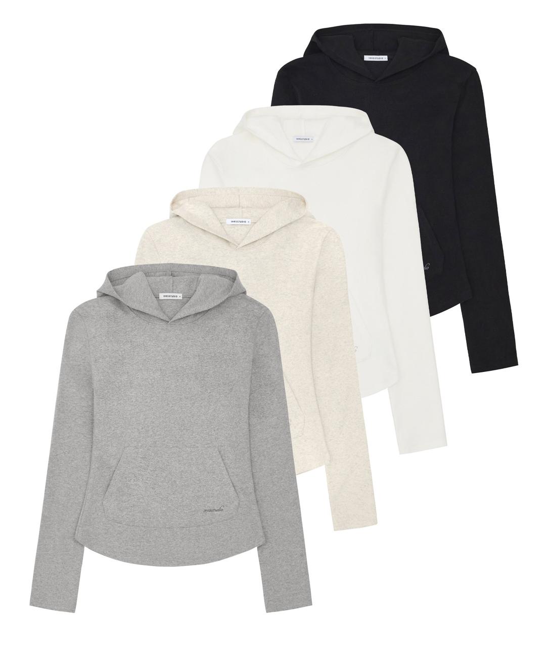 W 베이직 슬림 후드 (4colors)