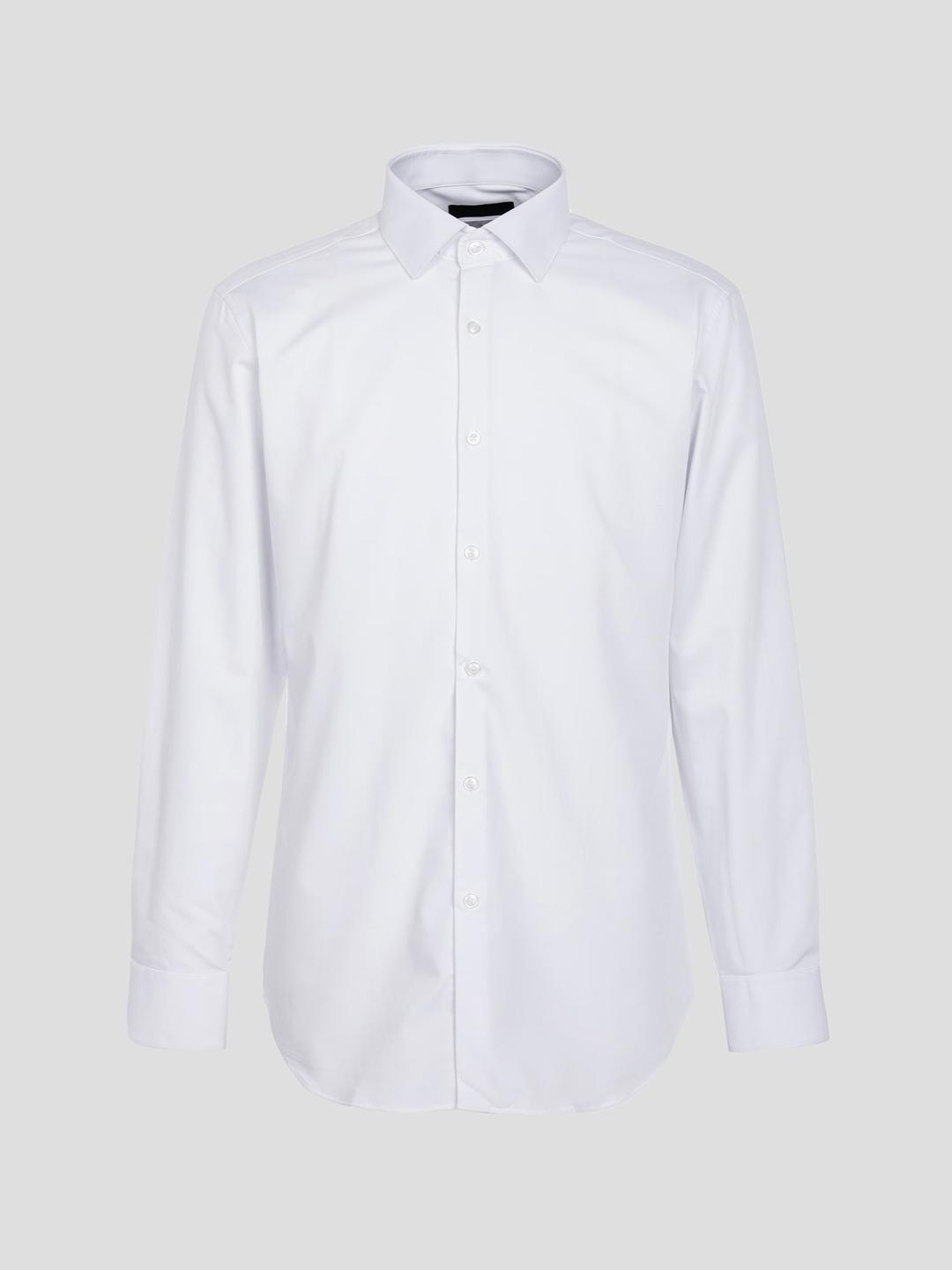 스트레치 솔리드 슬림핏 셔츠 - 화이트