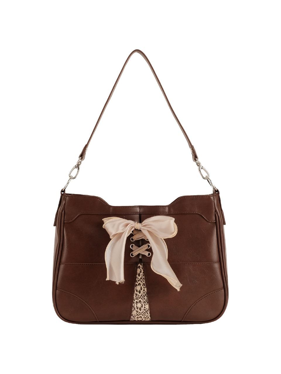 Bustier ribbon bag - chocolate brown