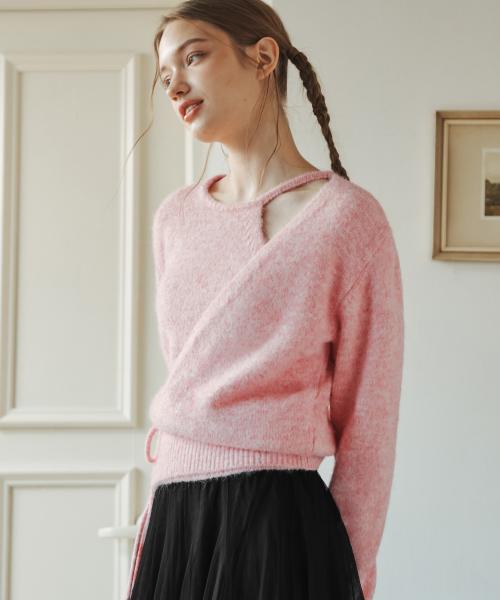 [6컬러] 울 블렌딩 랩 스웨터