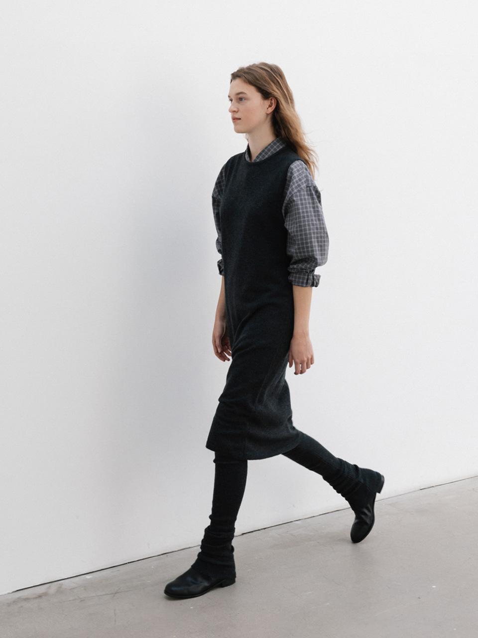 layered knit dress (charcoal)