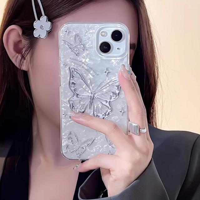Crystal❤실버나비 휴대폰 아이폰케이스[11 12 13 14 PRO MAX 프로맥스]