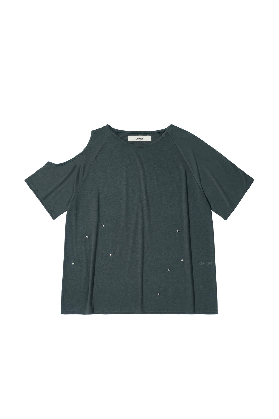 DEINET ONE-SLIT SNAP T-SHIRTS IN CHARCOAL