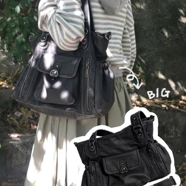 빅 빈티지 레더 숄더백