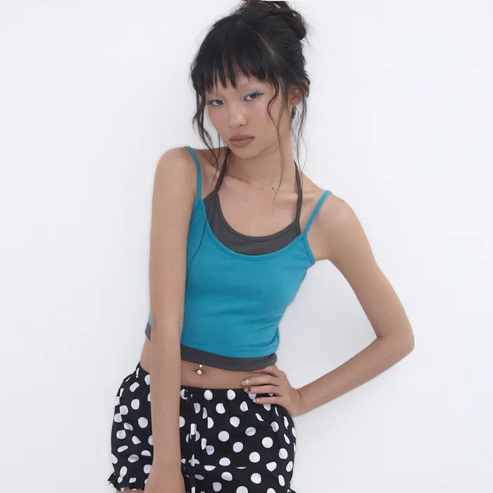 Layered Halter Tank Top Peacoak