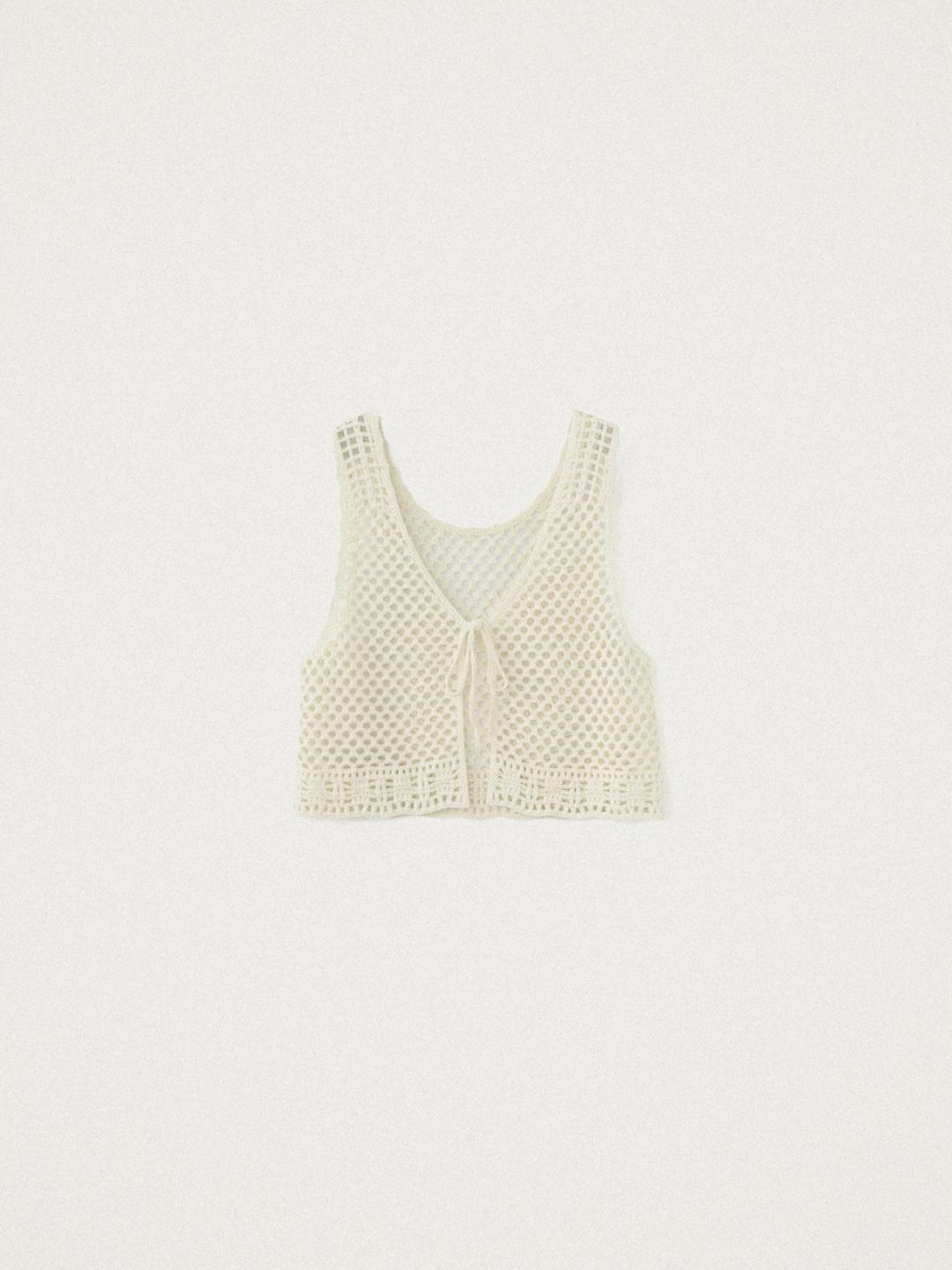 Net Weave Knit Vest, Ivory