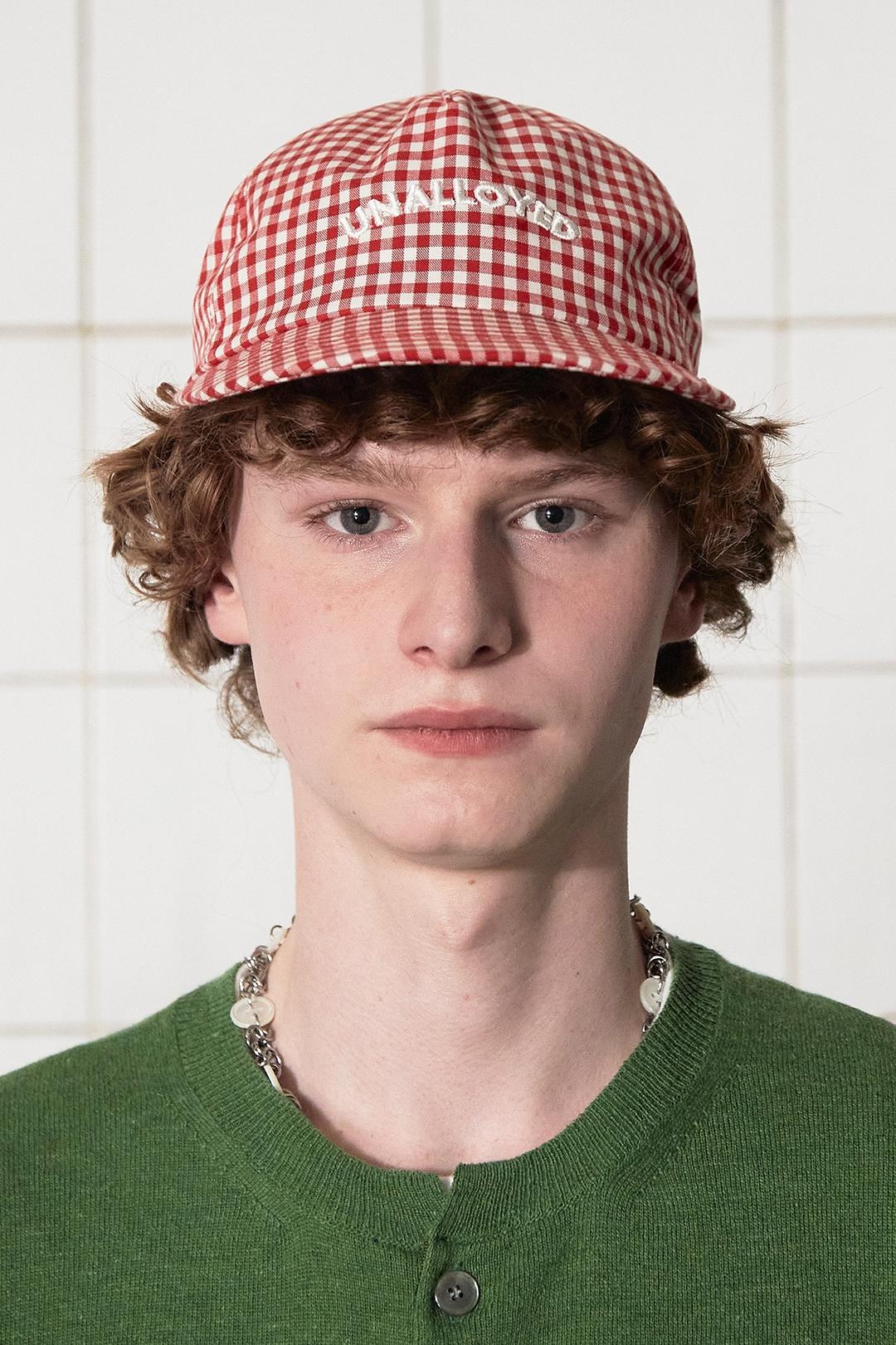LOGO GINGHAM CHECK CAP / RED