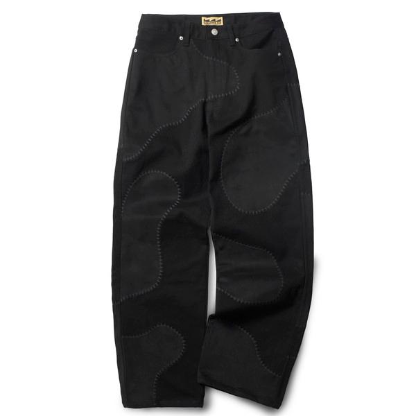 Rounded Suede Patch Pants (BLACK)