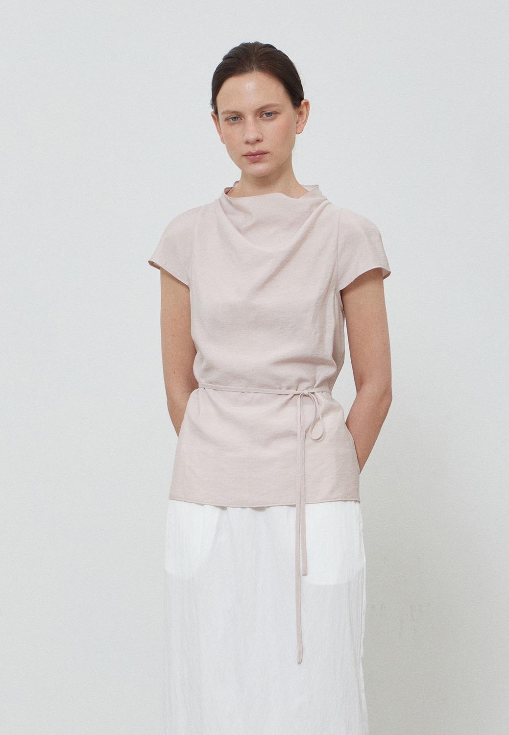 [6/23 예약배송] DRAPE CAP SLEEVE BLOUSE - PINK