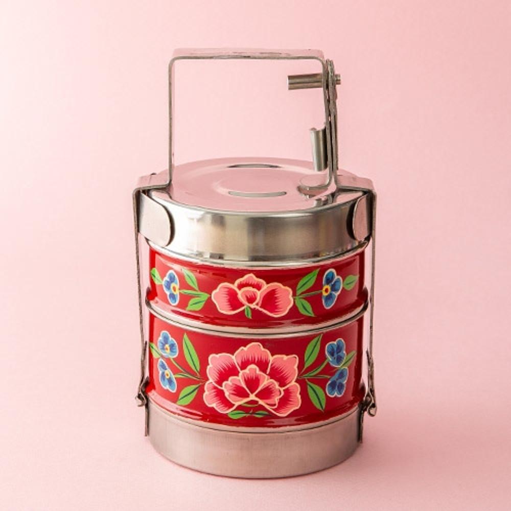 레트로 무드 2단찬합 캠핑 휴대용 빈티지 도시락