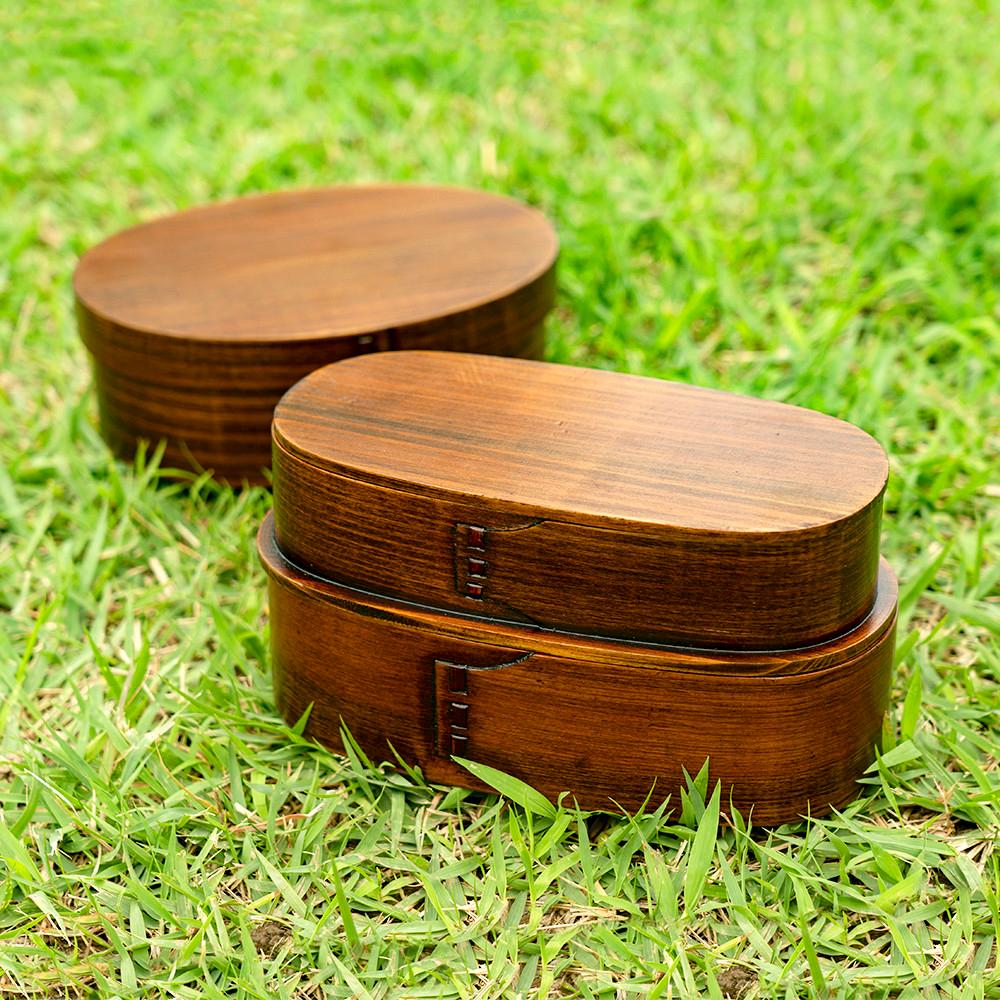 [쿠베르] 피크닉 우드 도시락 통, 나무 런치 박스 1단 찬합 나들이 소풍 1단