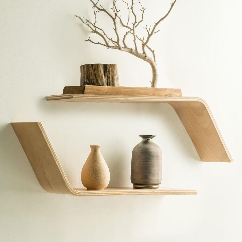 국산 플라이토 우드 웨이브 무타공 인테리어 벽걸이선반 500