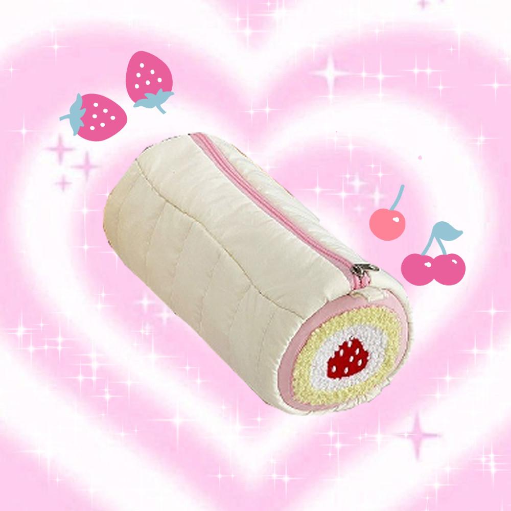 엘민트 Roll Cake Pouch 딸기 롤케이크 필통 발레코어 펜케이스 펜홀더 키치
