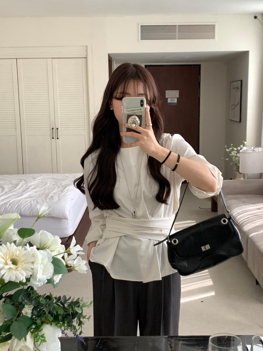 TEXTURE STRAP BLOUSE (long ver.)