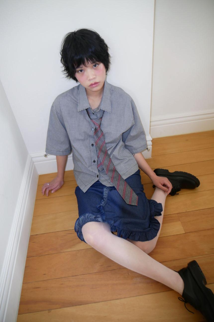 soft grid half shirt (5color)