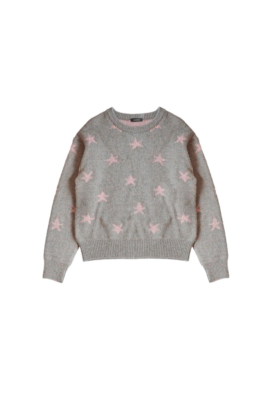 [9월29일예약배송]Two way Star Jacquard Knit (grey/pink)