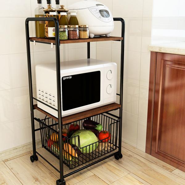 버디 철제 이동식 3단 전자레인지 선반