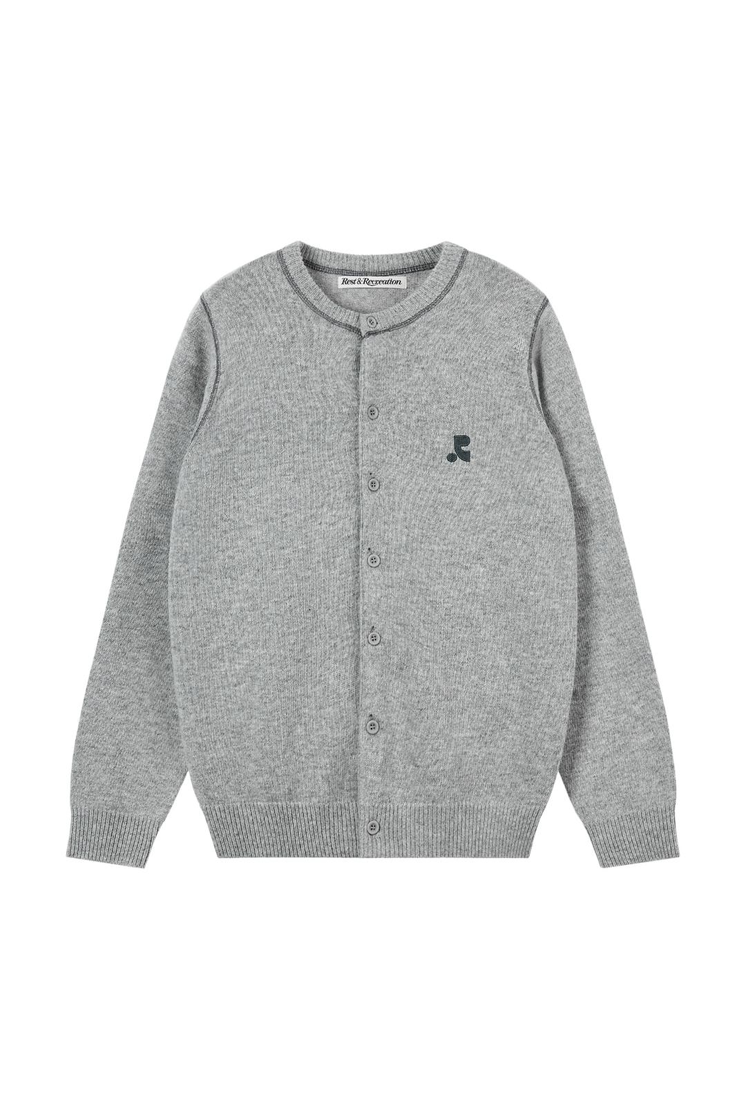 STITCH WOOL KNIT CARDIGAN - GREY