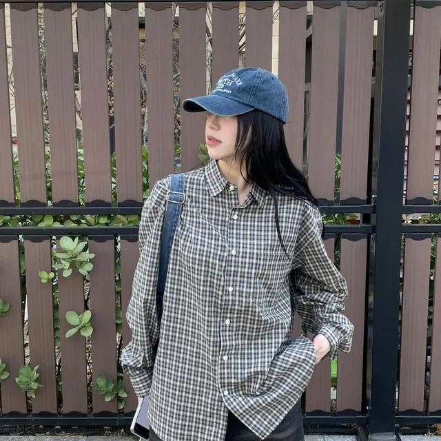 [3C/봄신상/남녀공용] 로히 빈티지 체크 오버핏 카라 옥스포드 셔츠 남방