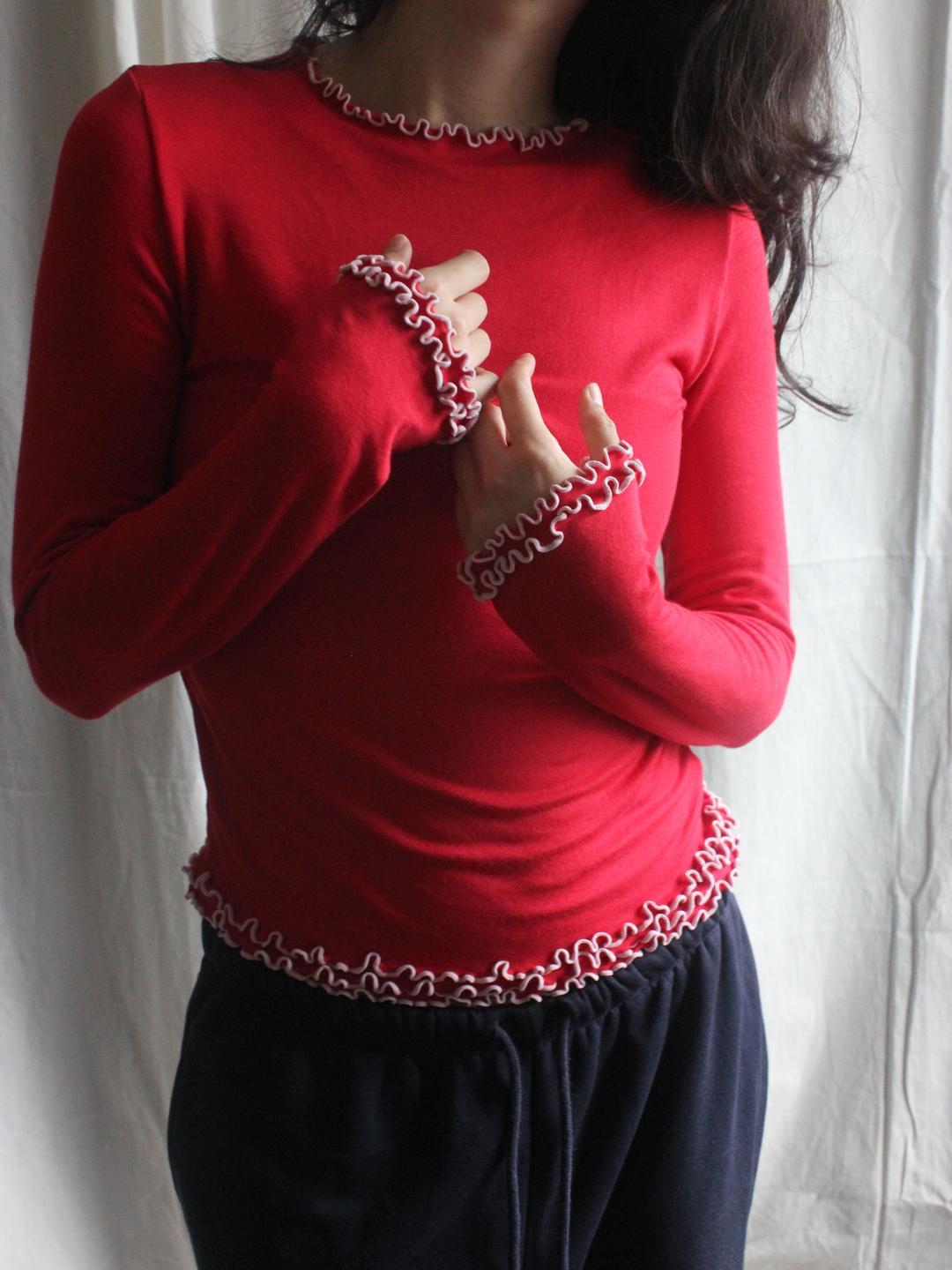 Curly Thin Knit, red