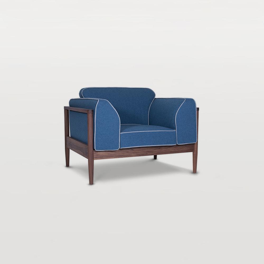 멜로 우드 - 1인 월넛 패브릭 소파