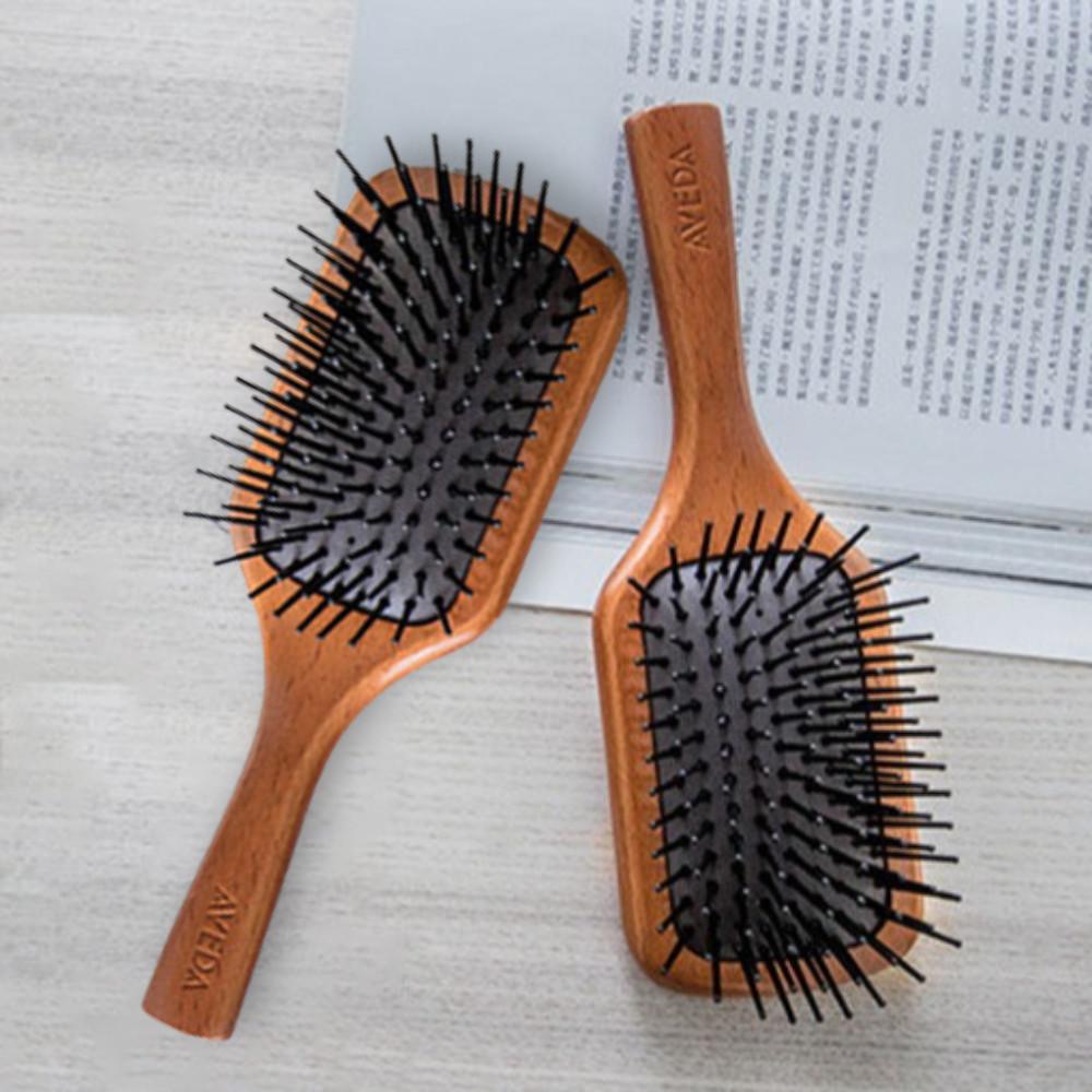 아베다 브러쉬 소형 우든 패들 브러쉬 미니 헤어 두피 마사지 나무 빗 : 마켓팩토리얼