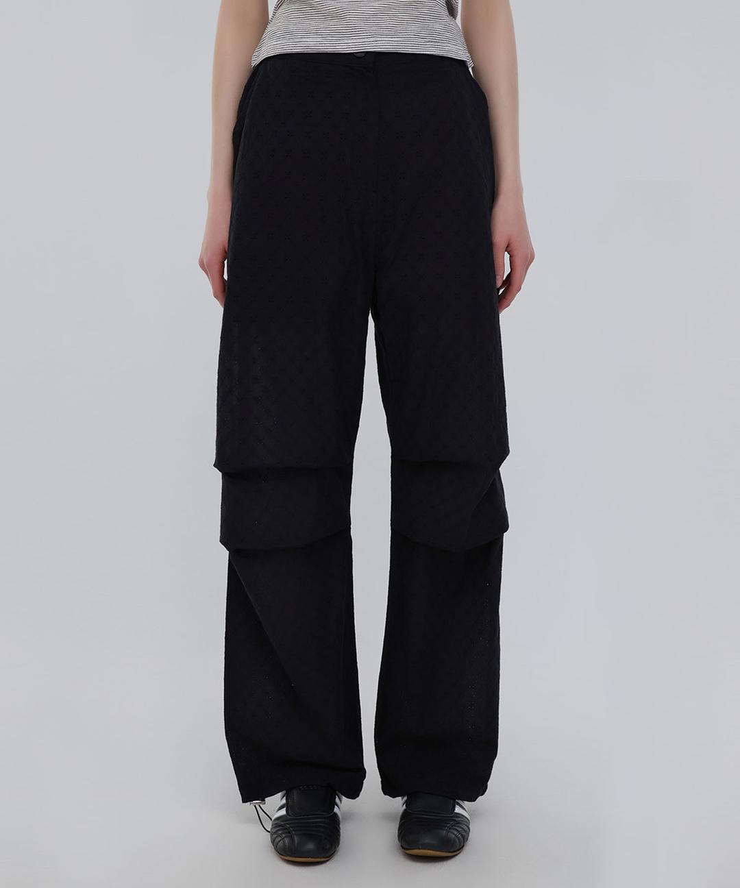 펀칭 파라슈트 팬츠 블랙